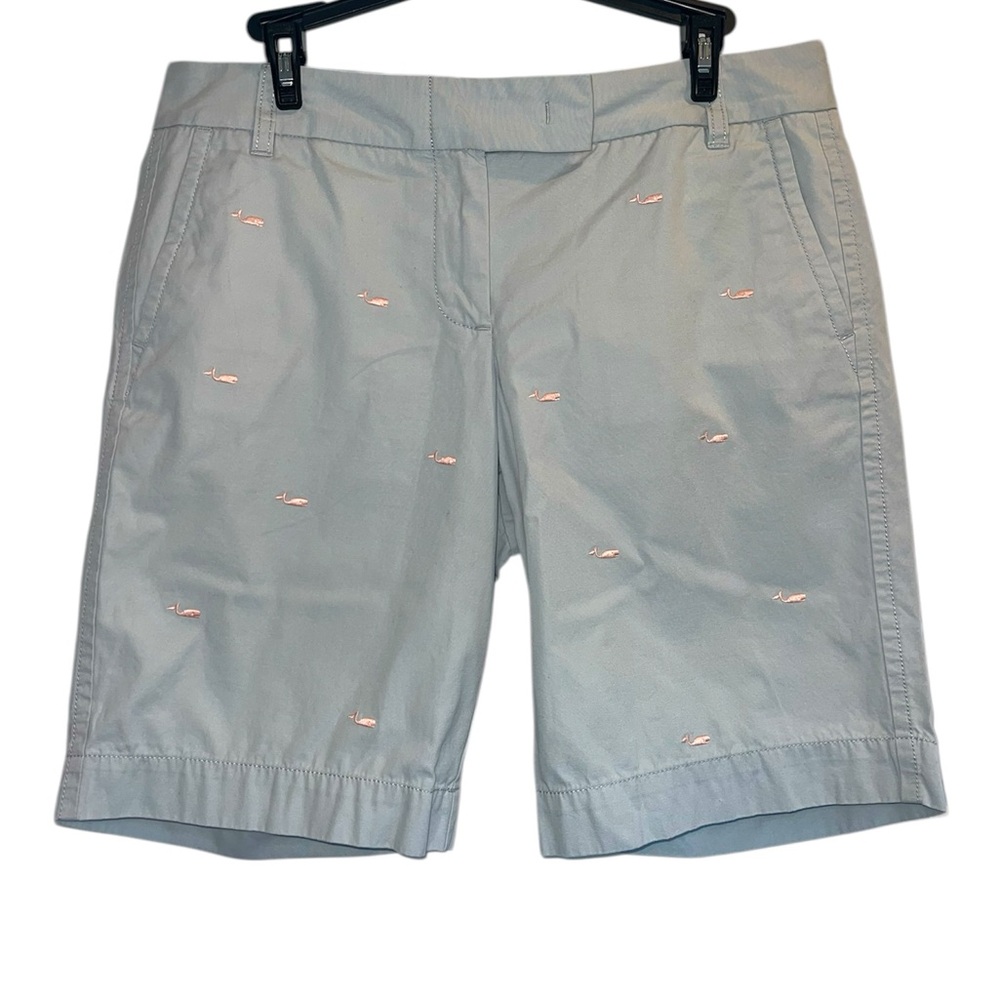 J.CREW Size 8 Broken-In Chino City Fit Shorts Whale Embroidered Preppy Coastal